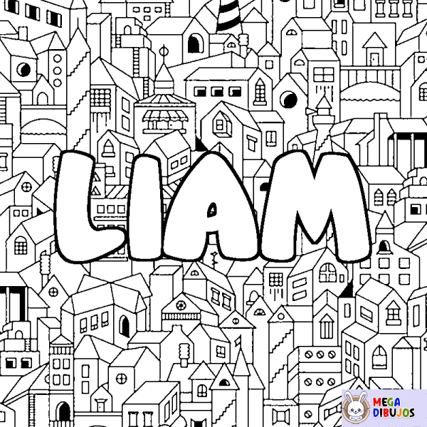 Coloración del nombre LIAM - decorado ciudad