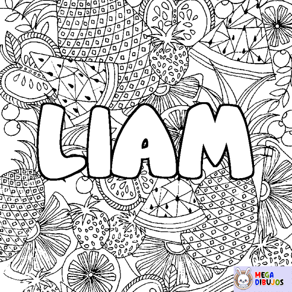 Coloración del nombre LIAM - decorado mandala de frutas