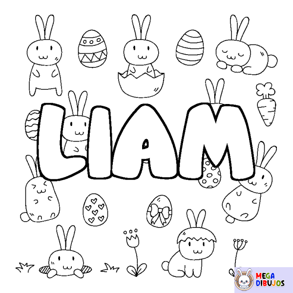 Coloración del nombre LIAM - decorado Pascua