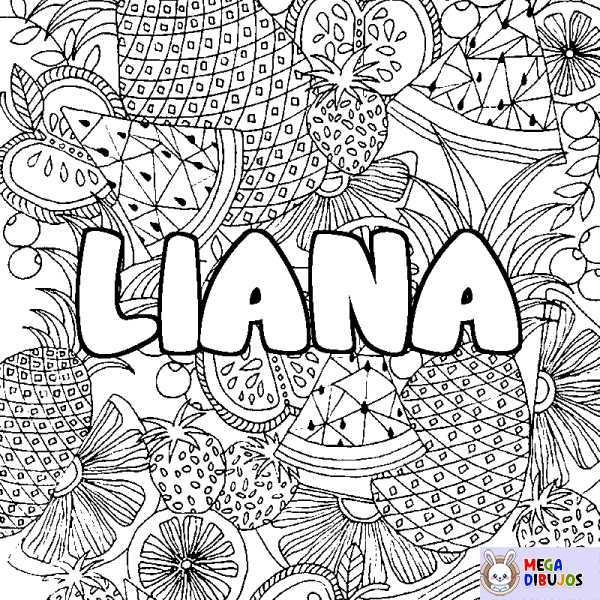 Coloración del nombre LIANA - decorado mandala de frutas