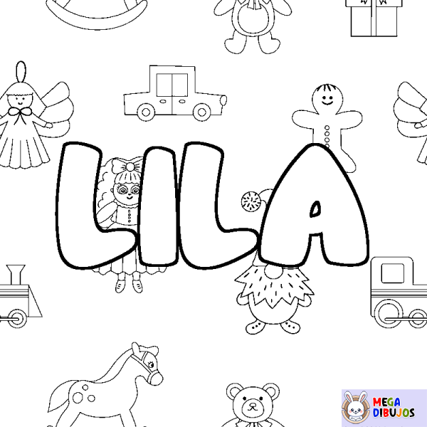 Coloración del nombre LILA - decorado juguetes