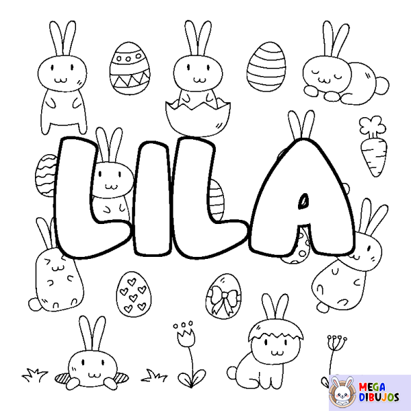 Coloración del nombre LILA - decorado Pascua