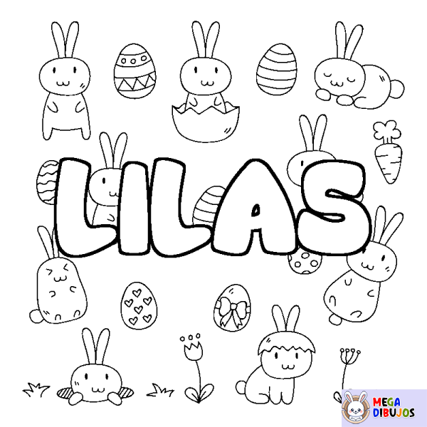 Coloración del nombre LILAS - decorado Pascua