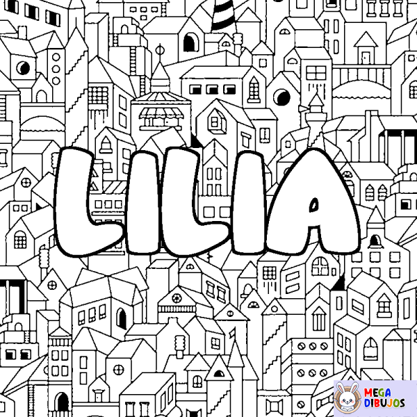 Coloración del nombre LILIA - decorado ciudad