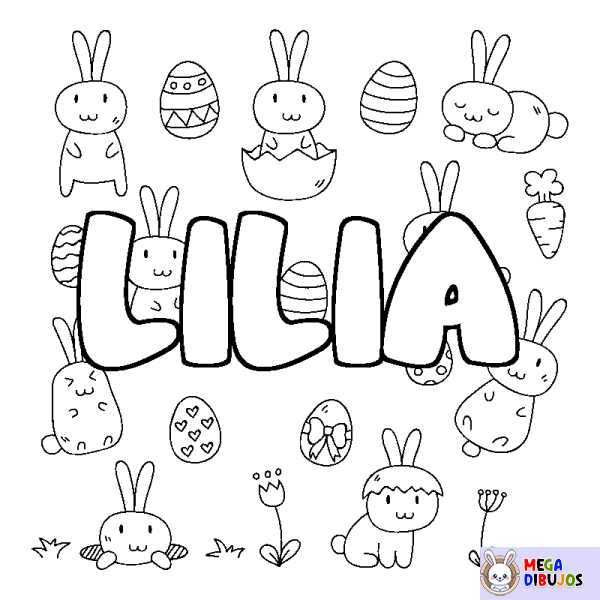 Coloración del nombre LILIA - decorado Pascua