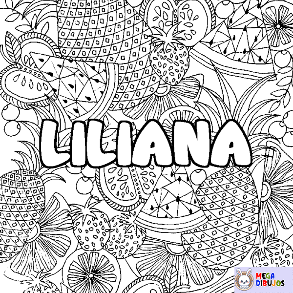 Coloración del nombre LILIANA - decorado mandala de frutas