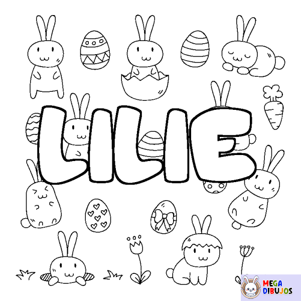 Coloración del nombre LILIE - decorado Pascua