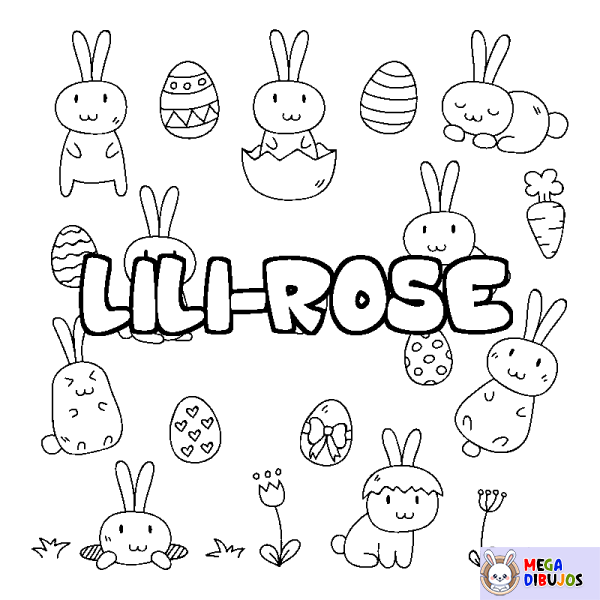 Coloración del nombre LILI-ROSE - decorado Pascua