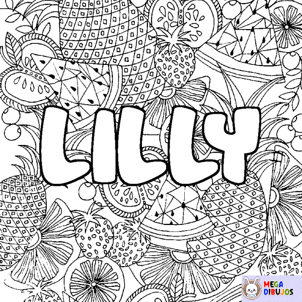 Coloración del nombre LILLY - decorado mandala de frutas