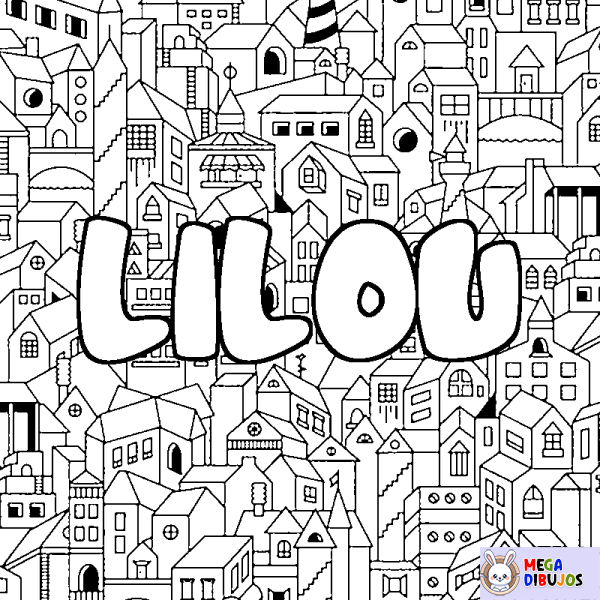 Coloración del nombre LILOU - decorado ciudad