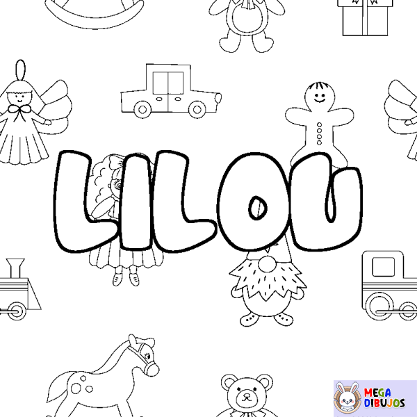 Coloración del nombre LILOU - decorado juguetes