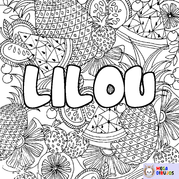 Coloración del nombre LILOU - decorado mandala de frutas