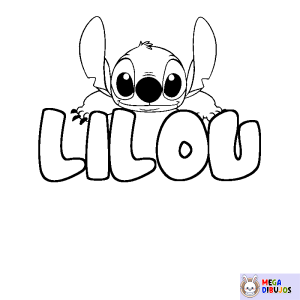 Coloración del nombre LILOU - decorado Stitch