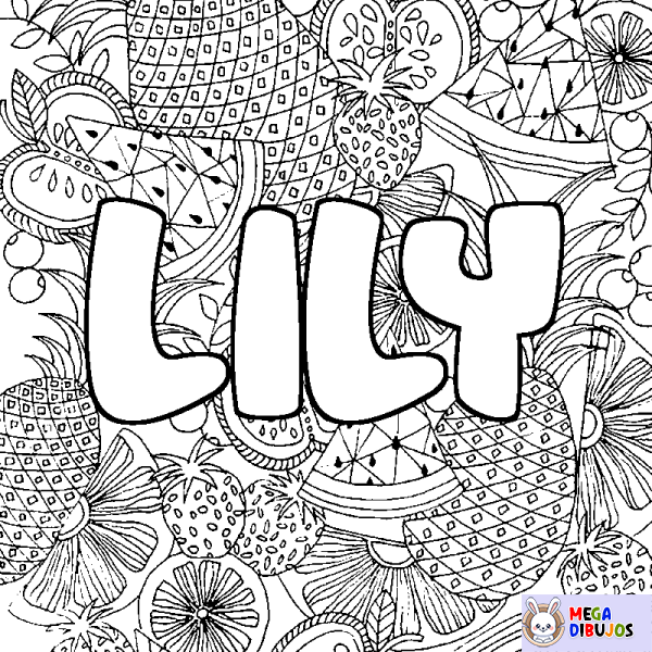 Coloración del nombre LILY - decorado mandala de frutas