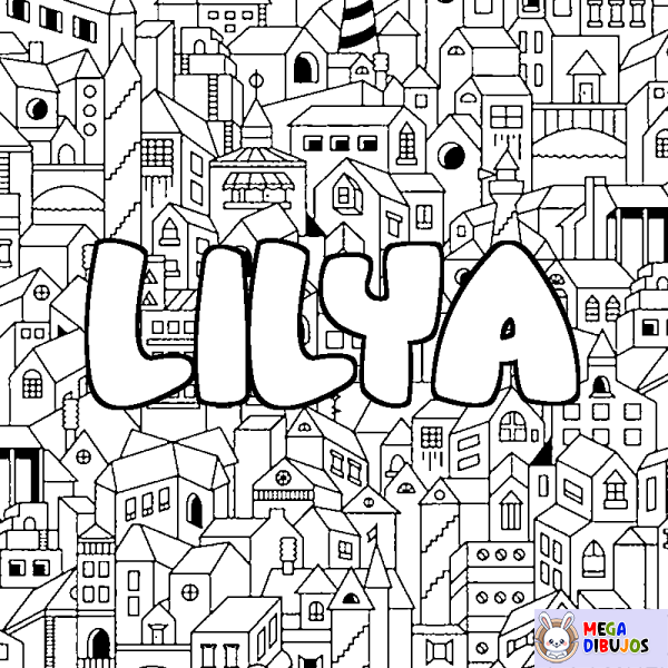 Coloración del nombre LILYA - decorado ciudad