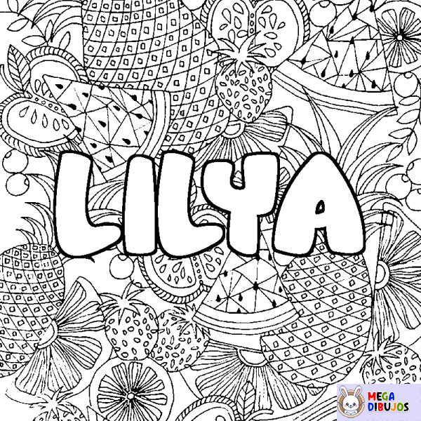 Coloración del nombre LILYA - decorado mandala de frutas