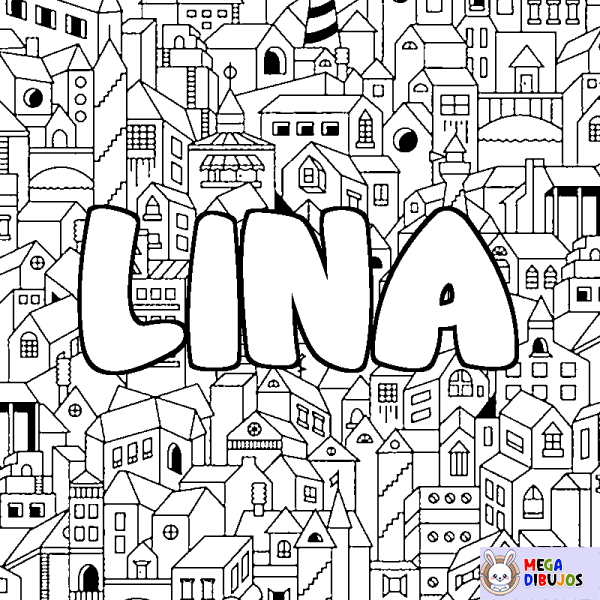 Coloración del nombre LINA - decorado ciudad