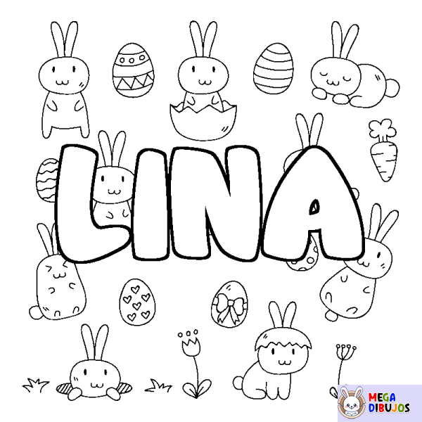 Coloración del nombre LINA - decorado Pascua