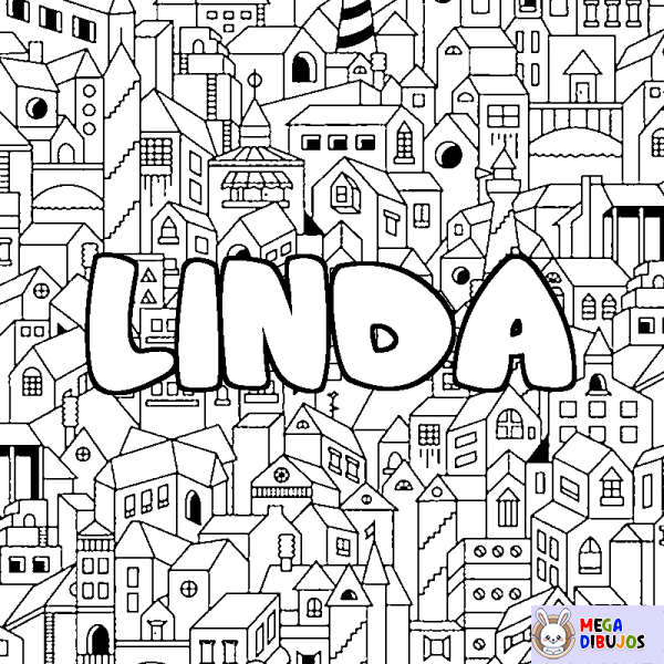 Coloración del nombre LINDA - decorado ciudad