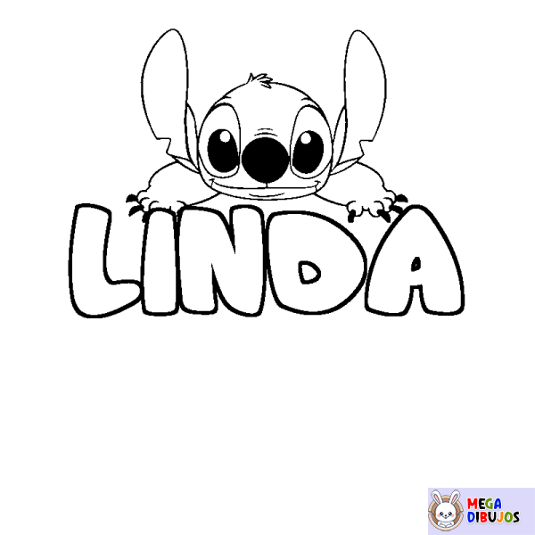 Coloración del nombre LINDA - decorado Stitch