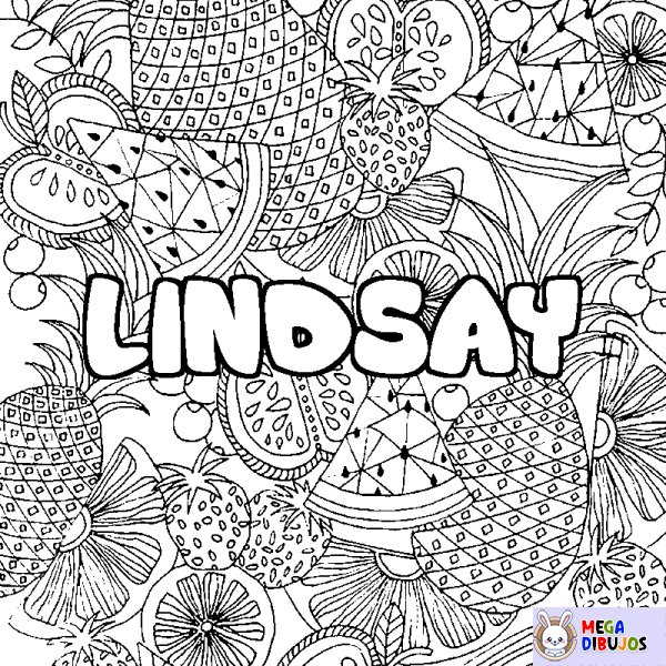 Coloración del nombre LINDSAY - decorado mandala de frutas