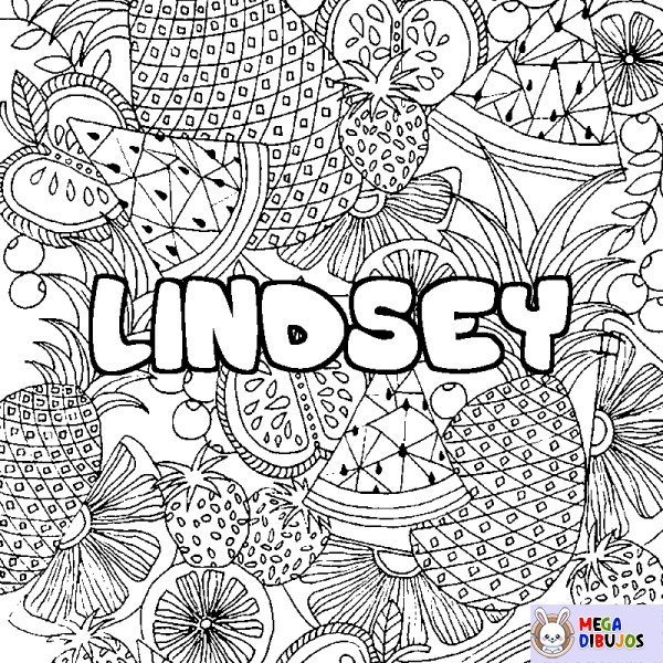 Coloración del nombre LINDSEY - decorado mandala de frutas