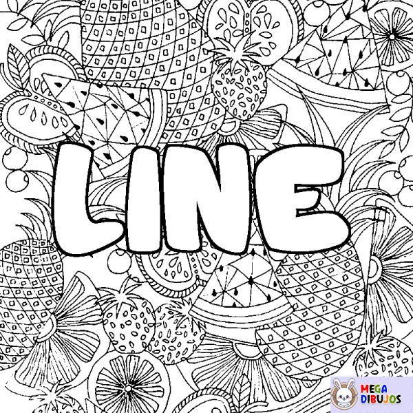 Coloración del nombre LINE - decorado mandala de frutas