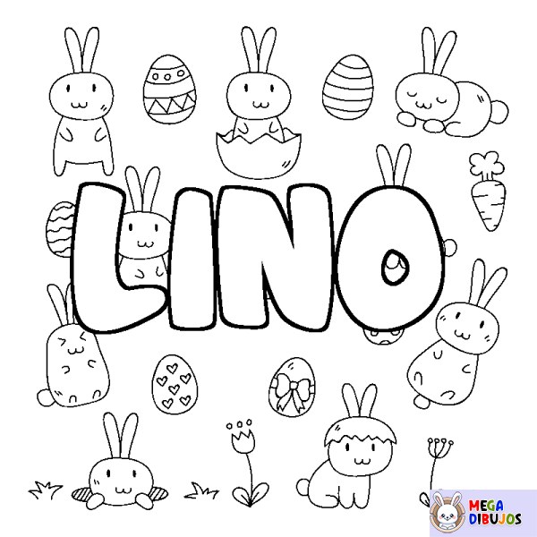 Coloración del nombre LINO - decorado Pascua