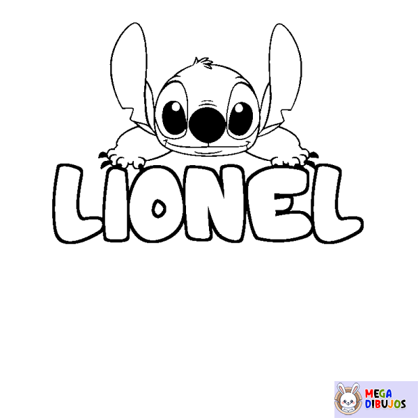 Coloración del nombre LIONEL - decorado Stitch