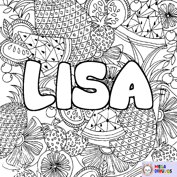 Coloración del nombre LISA - decorado mandala de frutas