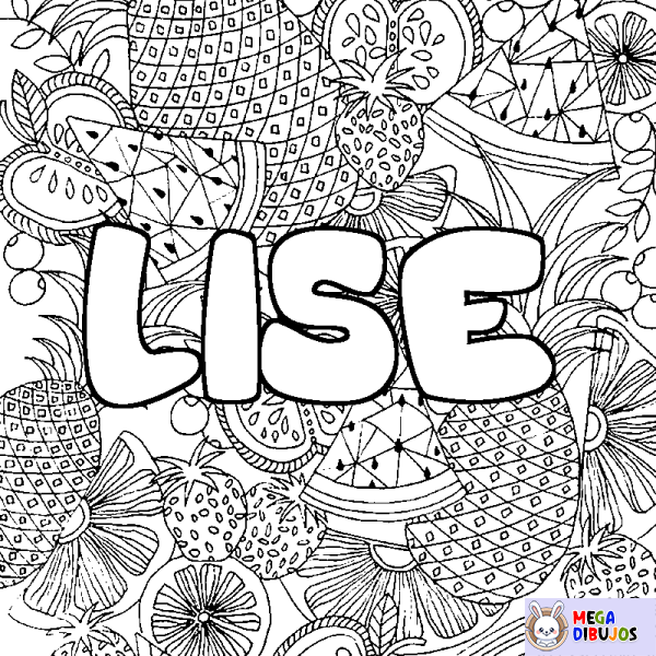 Coloración del nombre LISE - decorado mandala de frutas