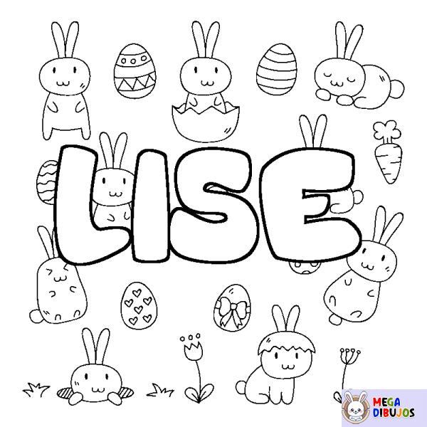 Coloración del nombre LISE - decorado Pascua