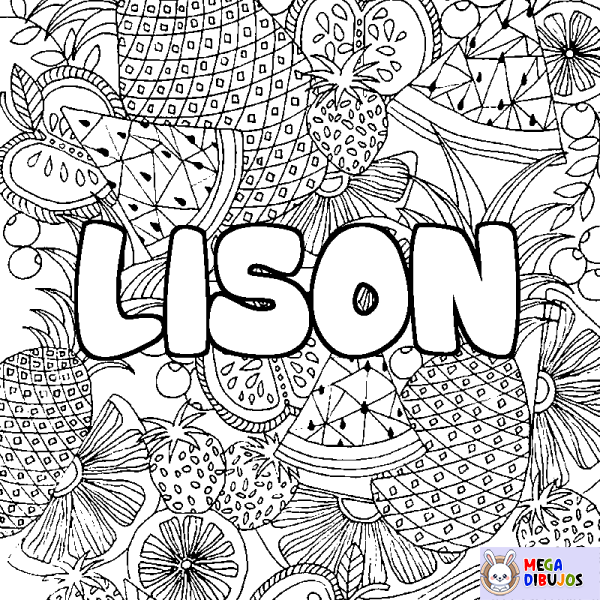 Coloración del nombre LISON - decorado mandala de frutas