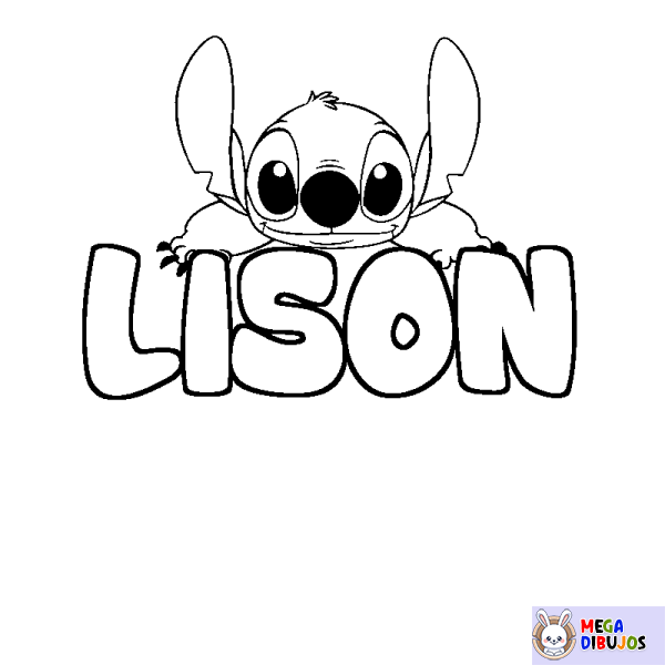 Coloración del nombre LISON - decorado Stitch