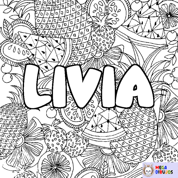 Coloración del nombre LIVIA - decorado mandala de frutas