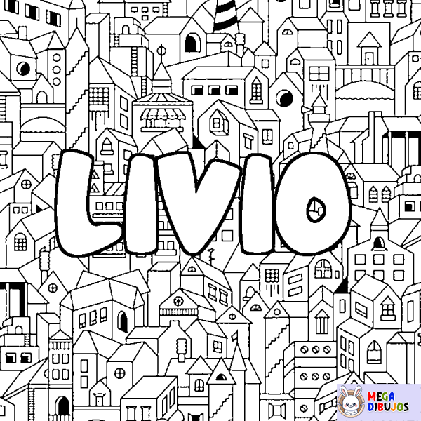 Coloración del nombre LIVIO - decorado ciudad