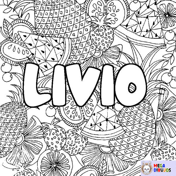 Coloración del nombre LIVIO - decorado mandala de frutas