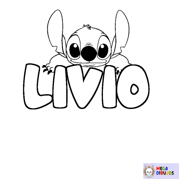 Coloración del nombre LIVIO - decorado Stitch