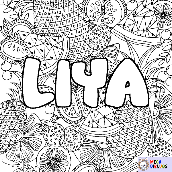 Coloración del nombre LIYA - decorado mandala de frutas