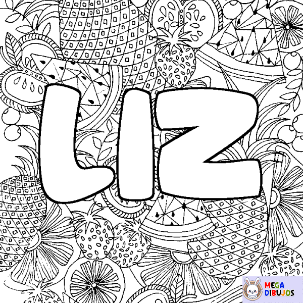 Coloración del nombre LIZ - decorado mandala de frutas