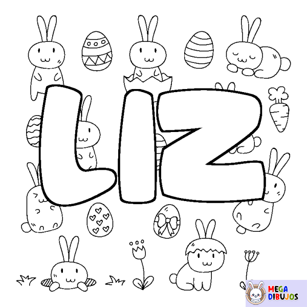 Coloración del nombre LIZ - decorado Pascua