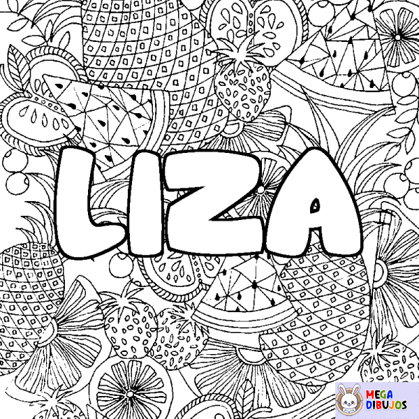 Coloración del nombre LIZA - decorado mandala de frutas