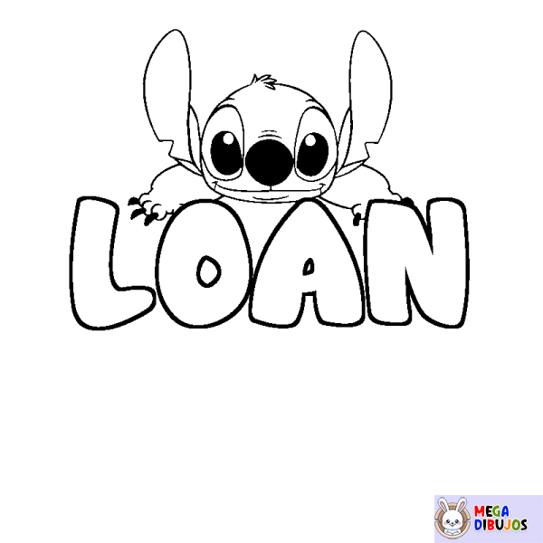 Coloración del nombre LOAN - decorado Stitch