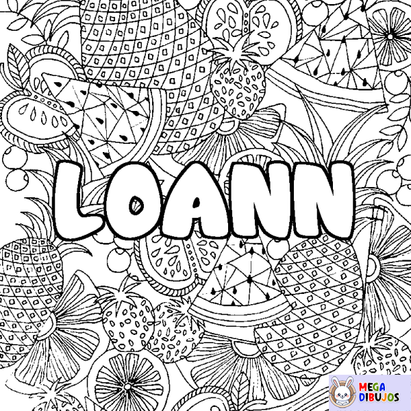 Coloración del nombre LOANN - decorado mandala de frutas