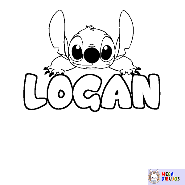 Coloración del nombre LOGAN - decorado Stitch