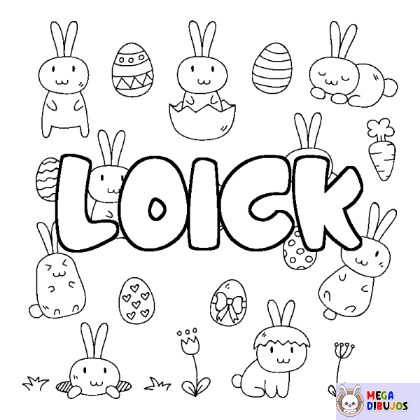 Coloración del nombre LOICK - decorado Pascua