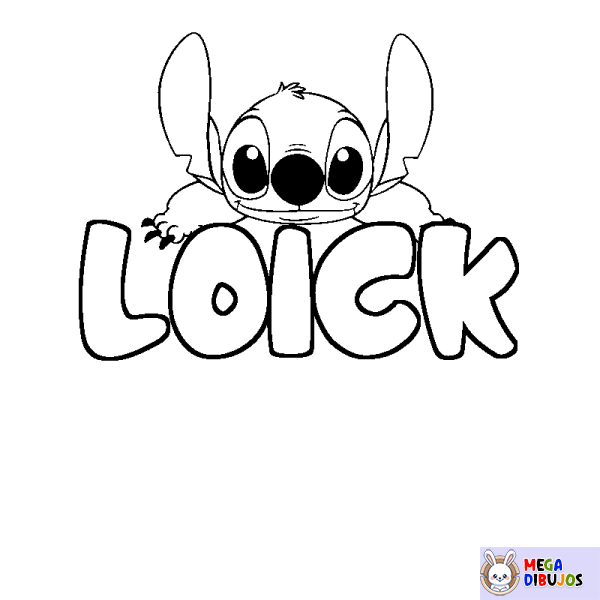 Coloración del nombre LOICK - decorado Stitch