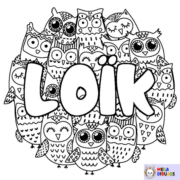 Coloración del nombre LO&Iuml;K - decorado b&uacute;hos