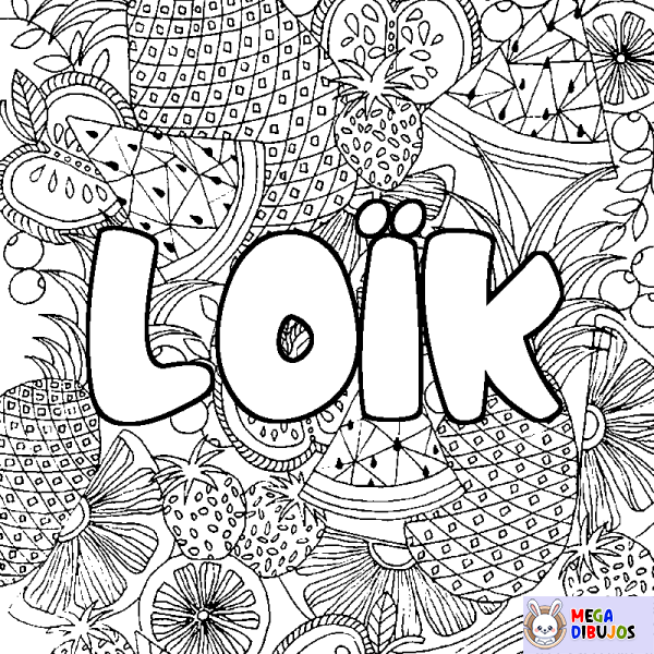 Coloración del nombre LO&Iuml;K - decorado mandala de frutas