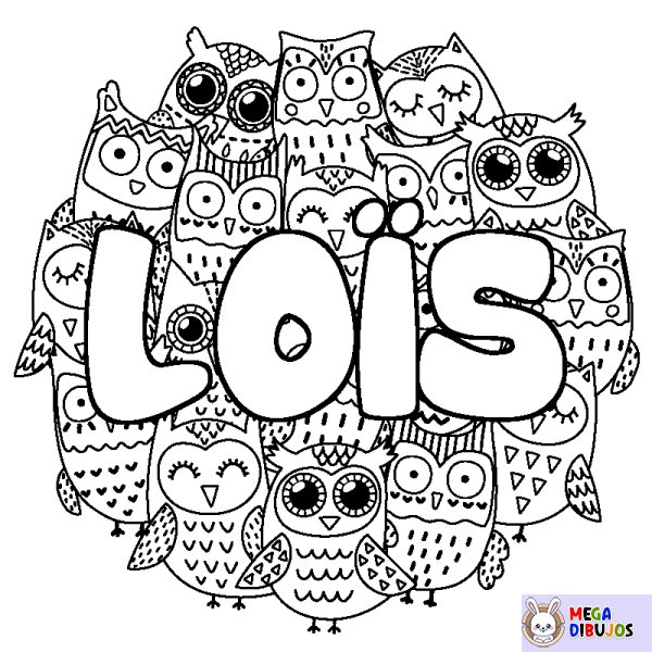 Coloración del nombre LO&Iuml;S - decorado b&uacute;hos